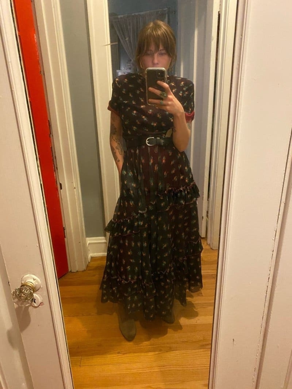 We Are Hah Women's Black Floral Tiered Maxi Dress Xs/S